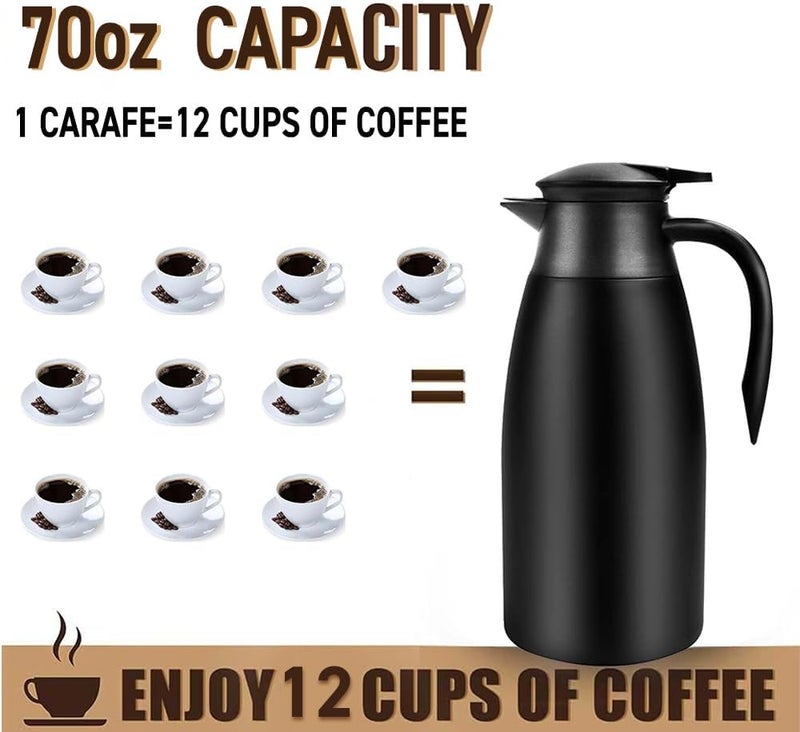 GearRoot 70oz Coffee Carafe Airpot Insulated Coffee Urn Stainless Steel Vacuum Thermal Pot Flask Dispenser for Coffee, Hot Water, Tea, Hot Beverage - Keep 12 Hours Hot, 24 Hours Cold-Black - Image 3